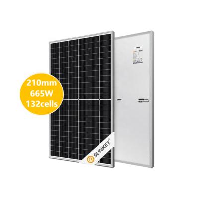 China Cheap Monocrystalline 665W 660W 655W Energy Solar Panels Africa Box Frame Connector Power Lighting Cell 210mmx210mm for sale