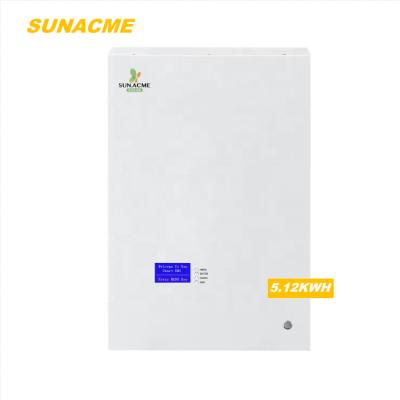 China SUNACME hot sale deep cycle 51.2V/48V 100Ah 5.12Kwh solar rechargeable lithium battery for hybrid system use APW-51.2V-100Ah for sale