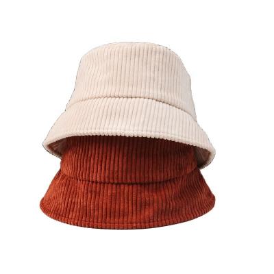 China Character Logo Corduroy Solid Color Winter Bucket Hat Thick Warm Soft Unisex Premium Custom Foldable Bucket Hat for sale