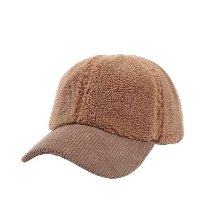 China Custom Made Faux Fluffy COMMON Teddy Fur Warm Dad Hats Logo Design Corduroy Winter Warm Dad Hats for sale