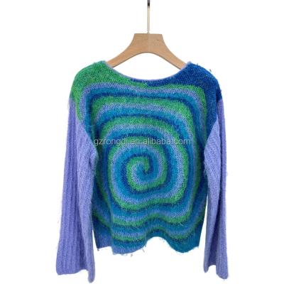 China Anti-pilling 2023 New Fashion Logo Swirl Women Knitted Sweater Custom Made Wholesale for sale