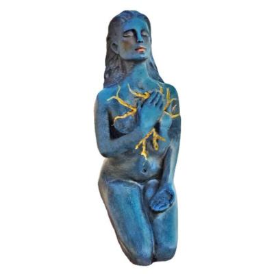 China Europe New Product Blue Goddess Sculpture Series Self-Healing Kneeling Resin Handwork Ornaments for sale