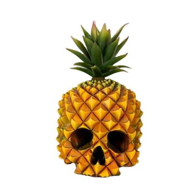 China New Europe Halloween Pineapple Skull Resin Horror Ornament Crafts for sale