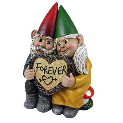 China Handmade Carved Fairy Garden Gnome Couples Garden Gnome Love Statue Direct Symbol Ornament Forever for sale