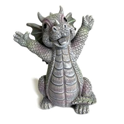 China Hand Painting Mini Dragon Ornament Raised Hands Meditation Dragon Sculpture for Home Garden Table Decorations for sale