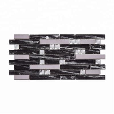 China High End Parquet Diamond Mirror Strip Glass Mosaic Slabs For Kitchen Backsplash for sale