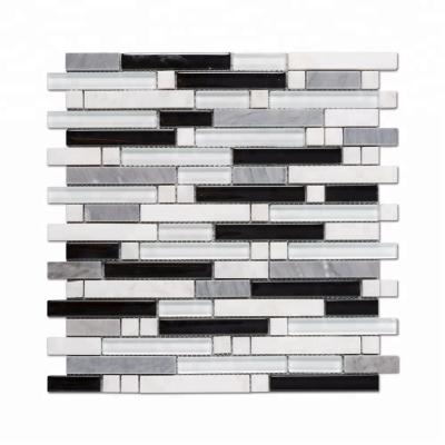 China Flooring Soulscrafts Wall Decor Mix Color Glass Stone Mosaic For Bathroom for sale