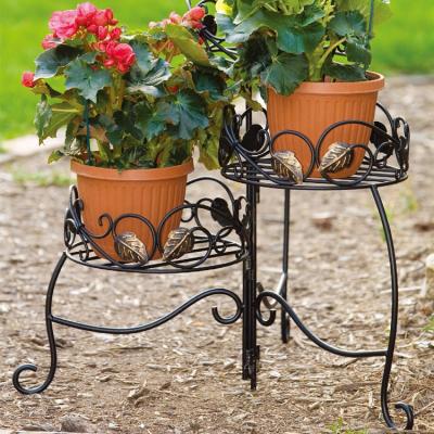 China Foldable Indoor Outdoor Corner Round 2 Foldable 3 Tier Round Tall Flower Stand Planter Shelf Show Potted Iron Metal Plant Rack for sale