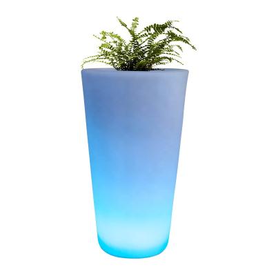 China Large Modern Outdoor High Quality Garden Lighted Pot Illuminated Color Flower LED Planters With Led Light for sale