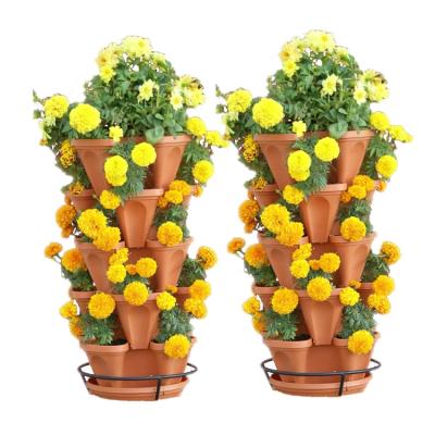 China 5 Row Tower Planter Vertical Stackable Planter Modern Gardening Vertical Garden For Growing Strawberries Herbs Flowers Vegetables for sale