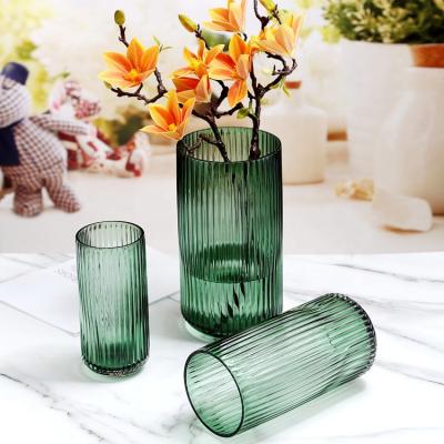 China Contemporary Colorful Europe Amazon Flower Vases Bulk Tall Floor Dry Translucent Modern Glass Arrangement Vase 14Inch for sale