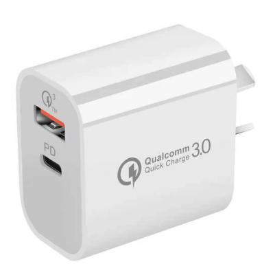 China QC3.0 2021 18W 5V 3A QC3.0 PD Wall Charger US UK AU EU Plug Quick Fast Charger For Universal Smart Phone for sale