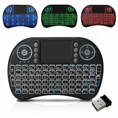 China i8 2.4G Wireless Radio Mini RGB Backlit Keyboard Air Mouse Keyboard For TV Box for sale