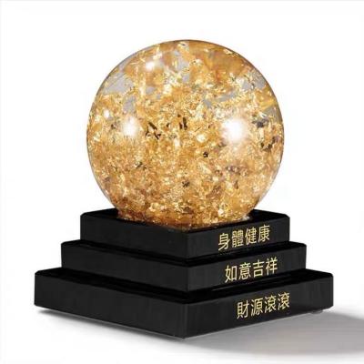 China China Diameter 80mm 100mm Diameter Water Globe Handmade Black Gold Aluminum Foil Crystal Ball Snow Globe For Home Decoration Gift for sale