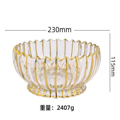 China China Crystal Eco-friendly Household Decorative Electroplating Glass Fruit Bowl With Gold Rim for sale