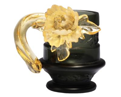 China Liuli stocked coffee cup with rose decorate for sale