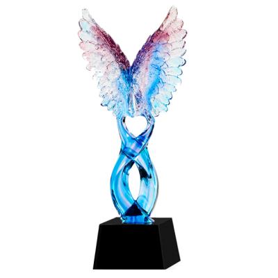 China Customized China Glass Trophy High Grade Crystal Medal Love Charity Anniversary Souvenir Customized Office Creative Gifts for sale