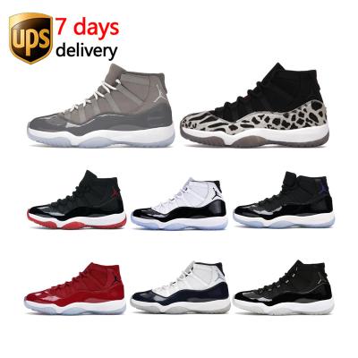 China Custom AJ High EVA LOW MOQ nikes white black red red bred cool gray Jordan 11 retro mens shoes sneakers for sale