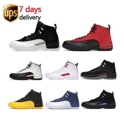 China LOW MOQ Custom Nikes EVA Blue Red Black And White AJ Final Jordan 12 Retro Mens Shoes Sneakers for sale