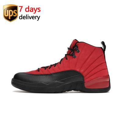 China CT8013-602 EVA Reverse Flu Game Blue Red Black And White Final Jordan 12 Retro Mens Shoes for sale