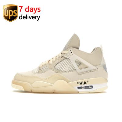 China Jumpman White Bred Men's Shoes Jordan 4 Offs EVA White Sail Basketball Sports Sneakers CV9388-100 for sale