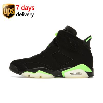 China LOW MOQ CT8529-003 BLACK ELECTRIC GREEN Midnight Navy EVA Jordan 6 Rings Mens Retro Unc for sale