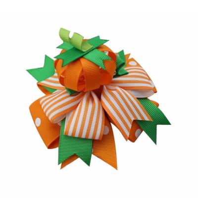 China 5 inch cute little pumpkin hair bow boutique hair clip for girls 5 inch for sale