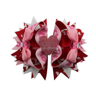 China hot pink bling heart shape hair bow bowknot Sacarla 94 for sale