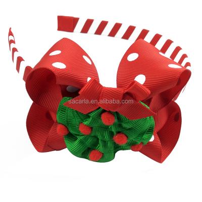 China Red and White Braid Headband Christmas Tree Snowball Bowknot Sacarla 09 for sale