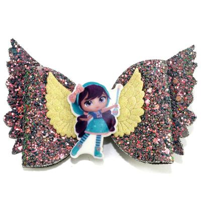 China 4 Inch Cartoon Floral Princess Girls With Wings Hair Hangers Colorful Hair Clips for sale