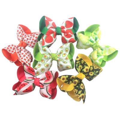 China New 2021 Spring Printed Hair Bows 4.5 Inch Bows Width Two Inch Grosgrain Ribbon For Kids Customized Size for sale