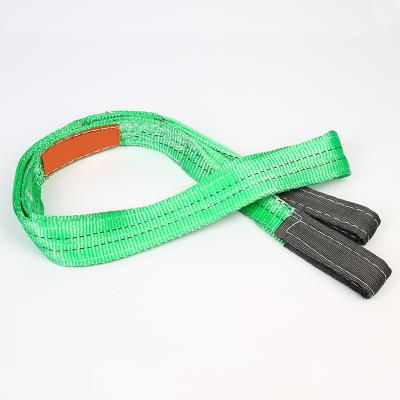 China Heavy Duty 100% Polyester Cargo / Car Lift Tow Strap Eye And Eye 2 Ton Flat Webbing Sling for sale