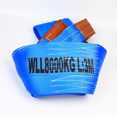 China Goods / Car Lift Tow Strap High Safety Anti-Wear Anti-Cut 8 Tons 3 Meters Blue Web Sling for sale