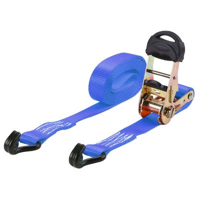 China Polyester 3000 Pound Break Force Ratchet Cargo Tie Down Straps With Double J-Hooks for sale