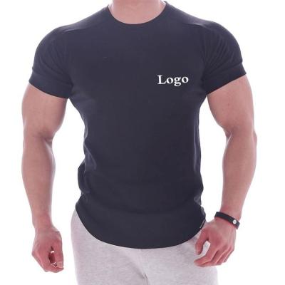 China Anti-Wrinkle Edge Muscle Fit Sport Fitness T-shirt Base Black Curved Casual Men for sale