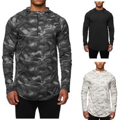 China Camouflage Breathable Active Sport Sweatshirts Men Running Fitness No Strings Pullover Hoodies for sale