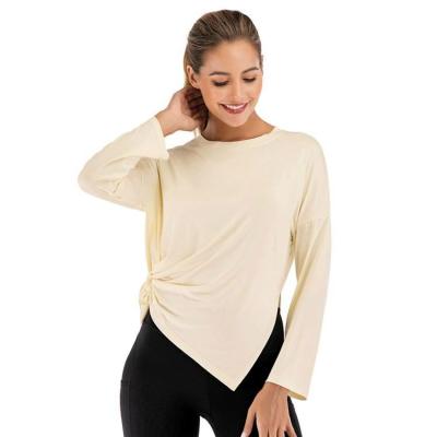 China High Quality Antibacterial Loose Yoga Active Wear Gym Sport Long Sleeve Yoga Top Shirt Women for sale