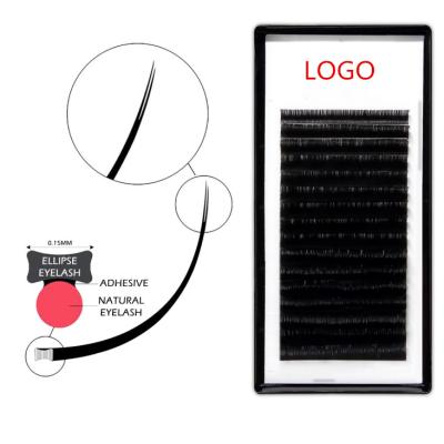 China Matte Black Flat Lashes Extensions Lightweight Wholesale Ellipse Private Label Hair Lashes for sale