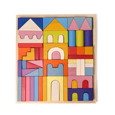 China Building Toy Baby Wooden Blocks Stacker Kids DIY Rainbow Educational Building Block Toy for sale