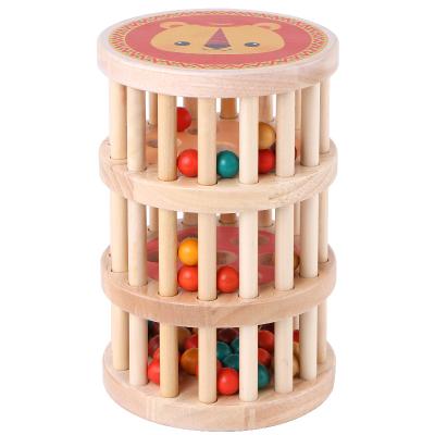 China Early Education Musical Wooden Hand Bell Baby Toys Sound Dial Drum Kids Toys. for sale