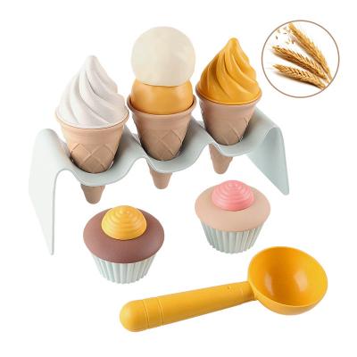 China Wheat Straw Summer Plastic Plastic Ice Cream Ice Cream Bucket Tool Kit Game Eco-friendly Beach Toys for sale