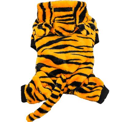 China Stocked Dogs Tiger Hoodie Coat Funny Halloween Tiger Pet Clothes Cosplay Cute Dog Costume Warm Apparel For Dog for sale