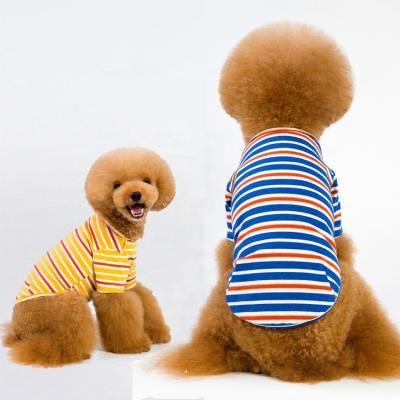 China Sustainable New Fashion Clothes Dog T Shirt Wholesale Teddy Striped Dogs Cloth Pet Clothes For Puppy for sale