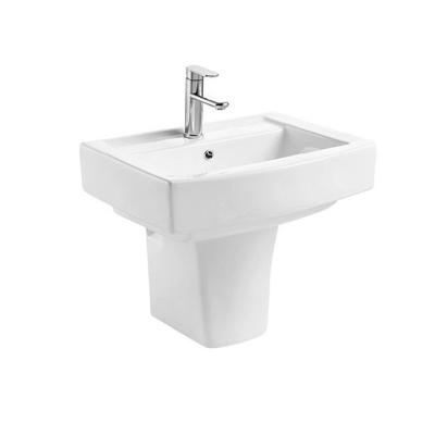 China Modern Cheap Sanitary Ware Bathroom Wall-hung Half Hand Pedestal Wash Basin Sink Ceramic Basin for sale