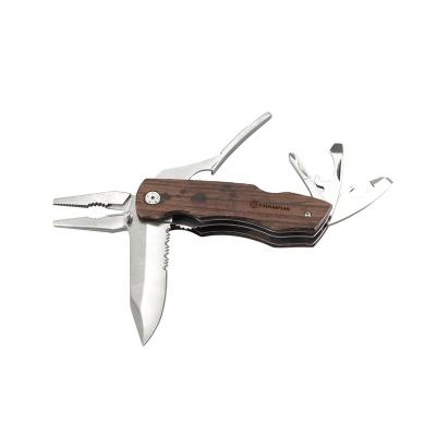 China Durable Wooden Handle Survival Pocket Pliers Multitool Folding Knife Tool for sale