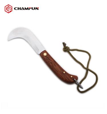 China Professional Gardener Folding Knife Rose Wood Handle Folding Knife Garden Knife Handsome Knife With Cord for sale