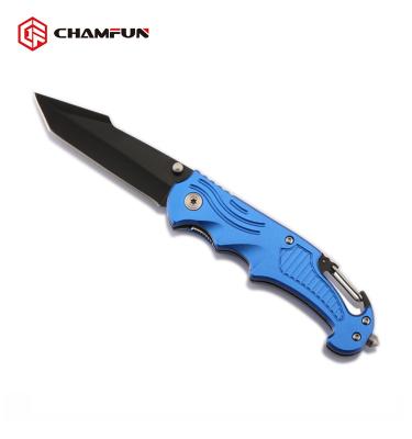 China Screw Release Carabiner Tanto Survival Free Sample Sharpest Outdoor Pocket Knife With Carabiner for sale