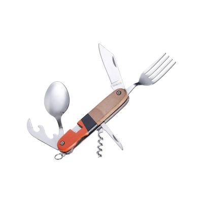 China Stainless steel ; Amazonaon Durable Wooden Handle Tableware Camping Cutlery Wooden Hot Seeling Detachable Outdoor Knife for sale