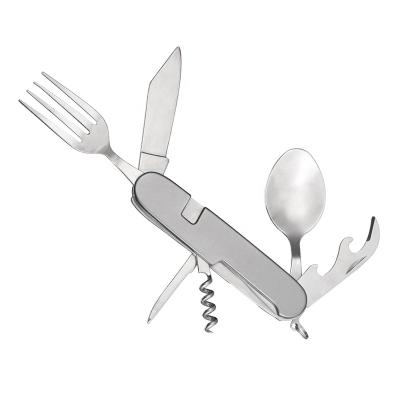 China Who respects the environment; Easy carry; Hot Selling Amazon Handle Multifunctional Aluminum Fork Spoon Detachable Knife Multifunctional Camping Cutlery for sale