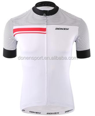 China Donen Antibacterial Customized Wholesale Specialized Sublimated Stripe Short Sleeve Cycling Jersey Top for sale